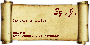 Szakály Jolán névjegykártya